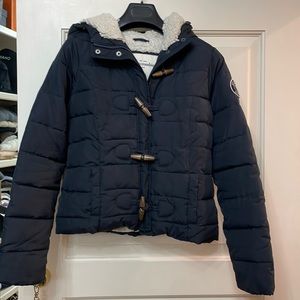 abercrombie kids Navy Puffer Jacket with Toggle Closures